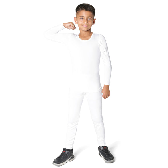 Boys White Thermal Top and Bottom Underwear Set