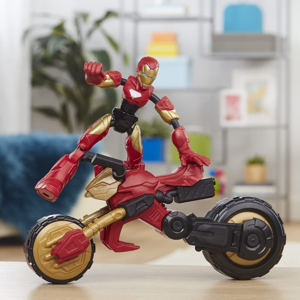Marvel Bend and Flex, Flex Rider Iron Man Action Figure Toy