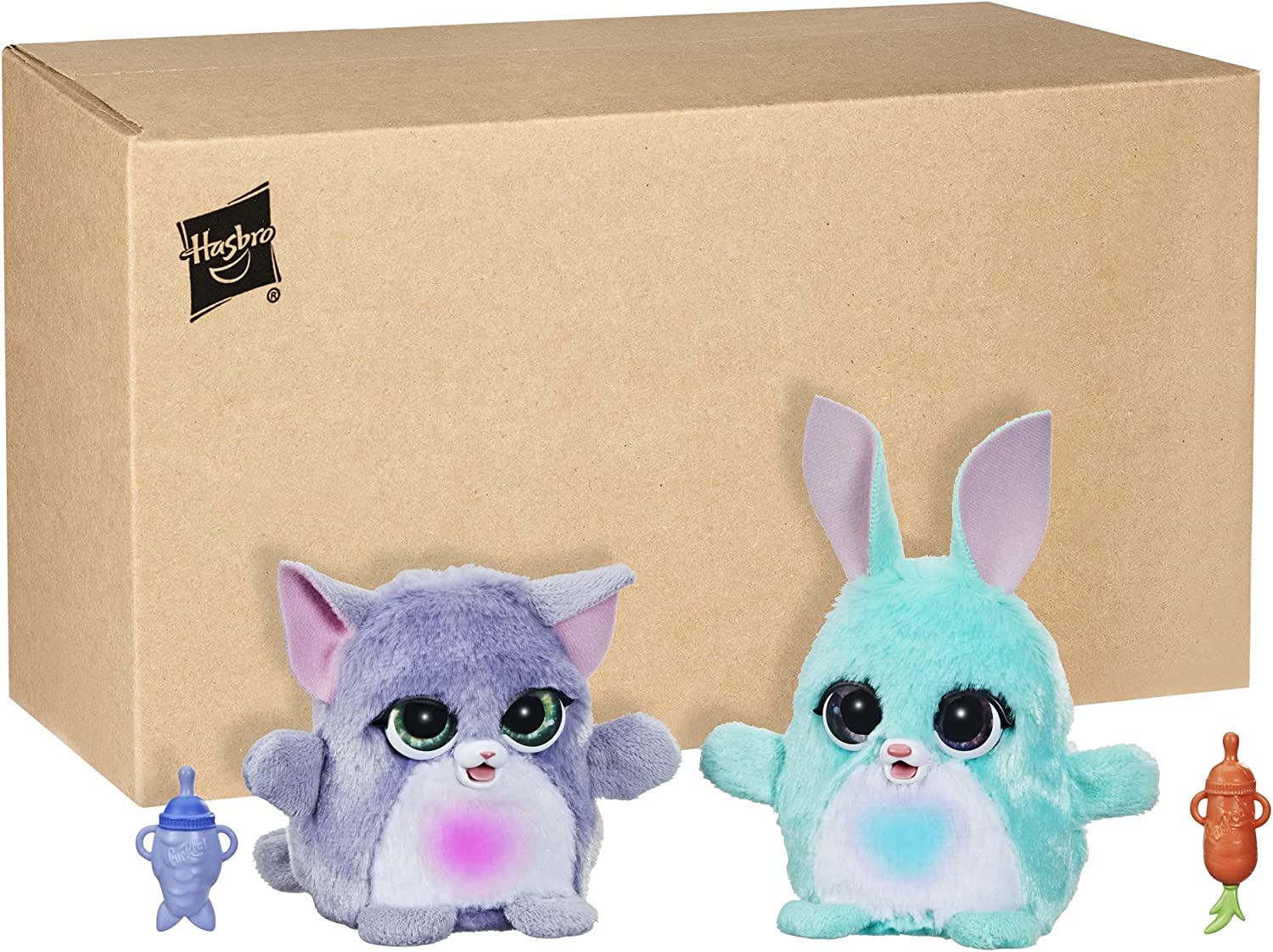 FurReal Fuzzalots Kitty and Bunny Color Change Interactive Feeding Toy ...