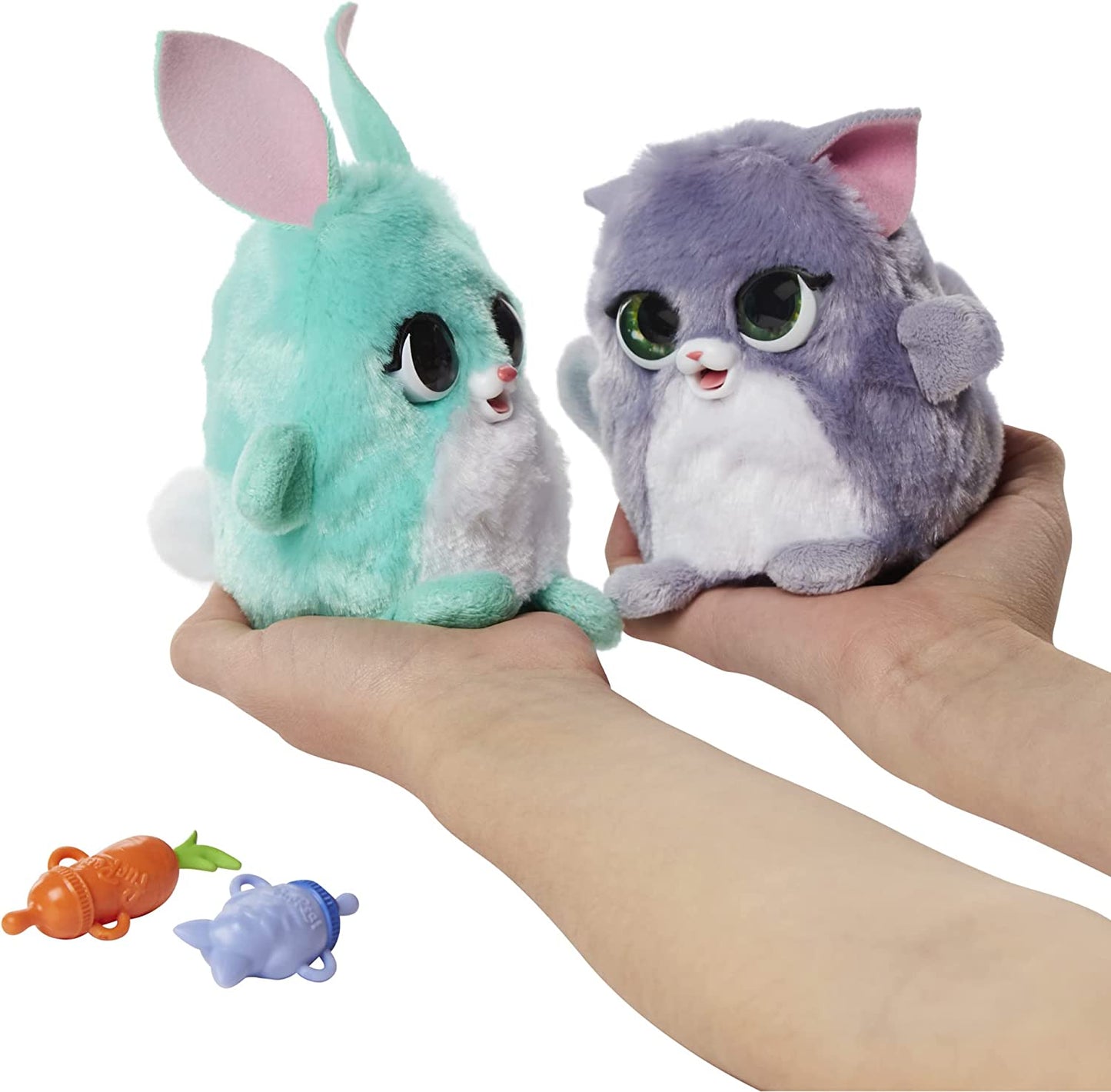 FurReal Fuzzalots Kitty and Bunny Color Change Interactive Feeding Toy