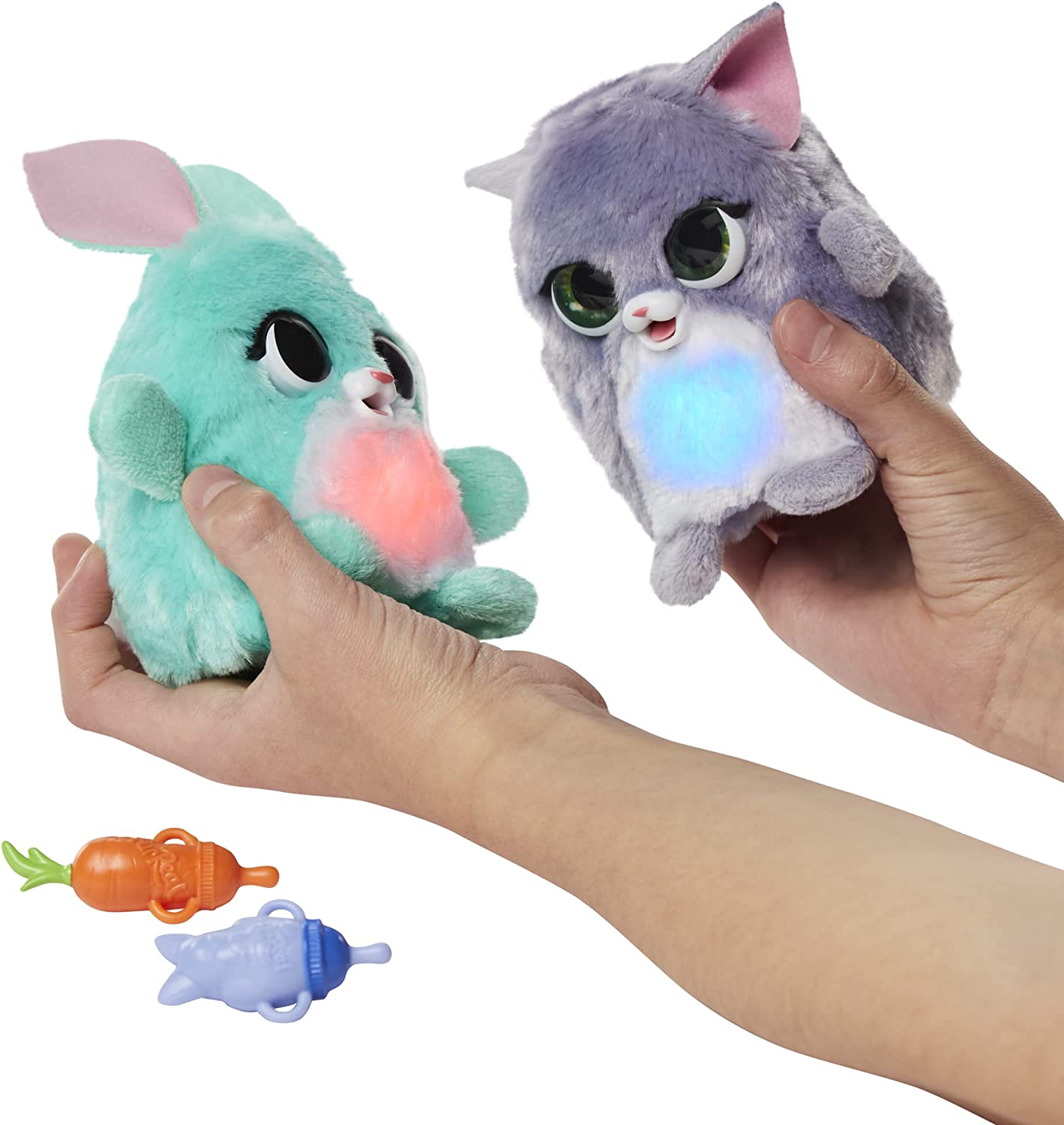 FurReal Fuzzalots Kitty and Bunny Color Change Interactive Feeding Toy ...
