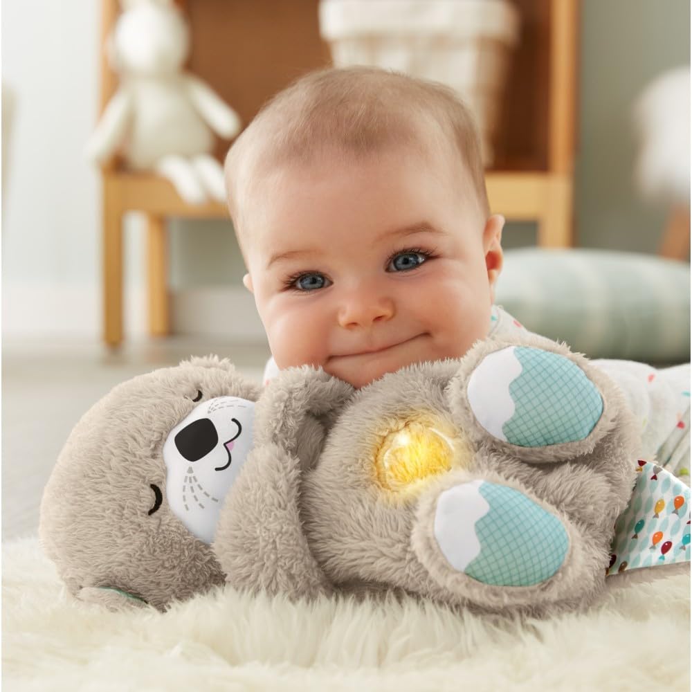 Fisher-Price Soothe ’n Snuggle Otter Baby Plush Sound Machine with Music, Lights, and Breathing Motion for Newborns 0+ Months