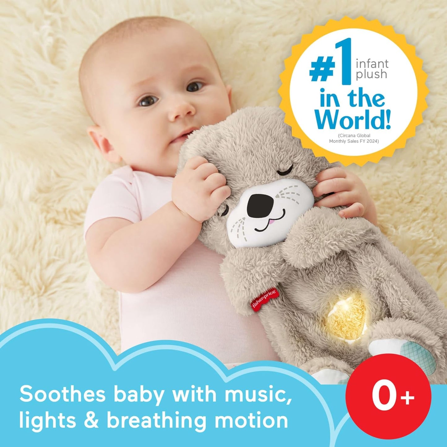 Fisher-Price Soothe ’n Snuggle Otter Baby Plush Sound Machine with Music, Lights, and Breathing Motion for Newborns 0+ Months