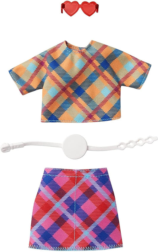 Barbie  Multi-Colored Plaid Crop Top & Mini Skirt Fashion Pack