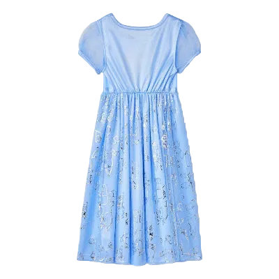 Bluey Girls' Short Sleeve Nightgown with Bluey and Bingo Graphic and Tulle Skirt, Light Blue, Toddler Sizes 3T 4T 5T