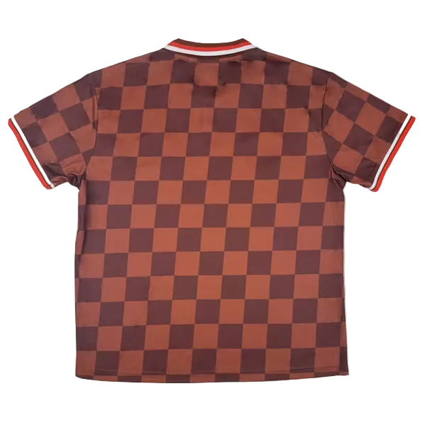Mario Kart Donkey Kong Checkered Sport Polo Shirt, Adult Short-Sleeve Athletic Jersey Polo with Embroidered Patches, Brown