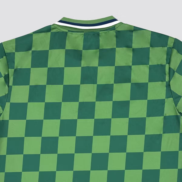 Mario Kart Luigi Checkered Sport Polo Shirt, Adult Short-Sleeve Athletic Jersey Polo with Embroidered Patches, Green