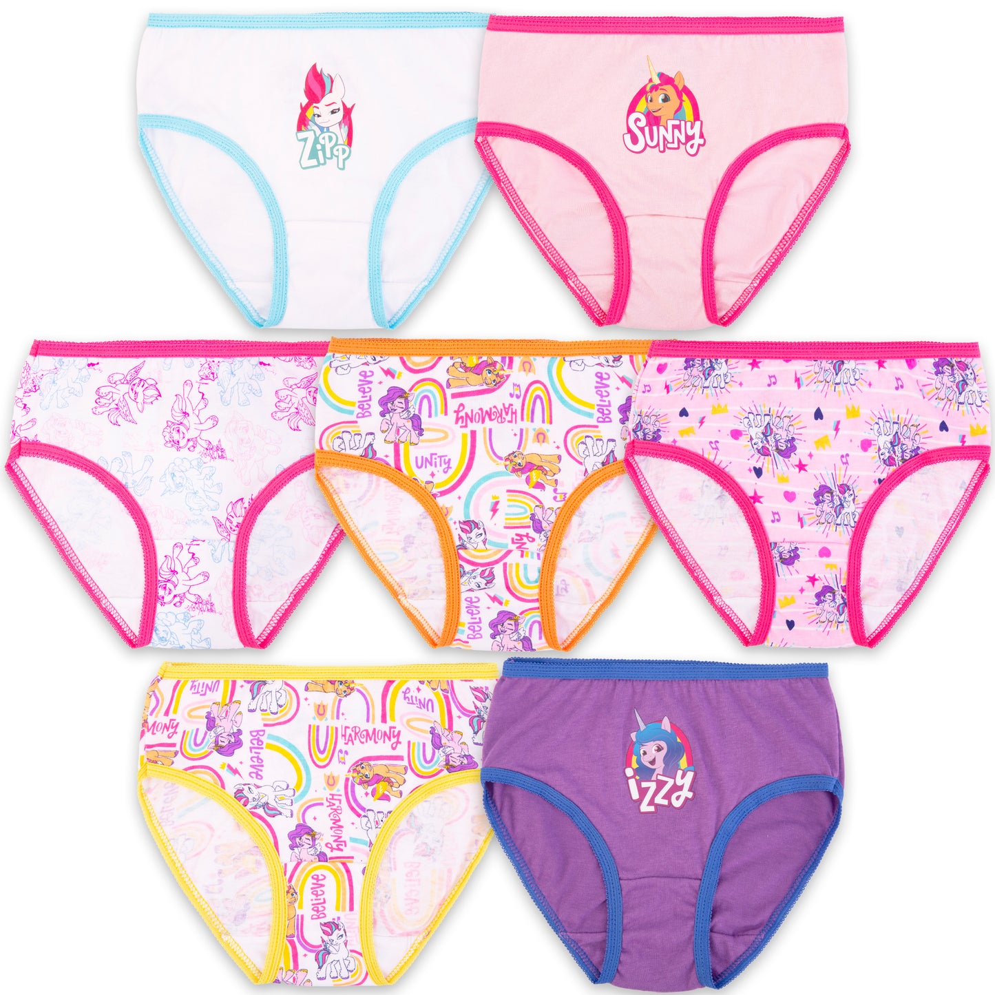 My Little Pony Kids Girls 7-Pack Briefs – Cotton Underwear Multipack