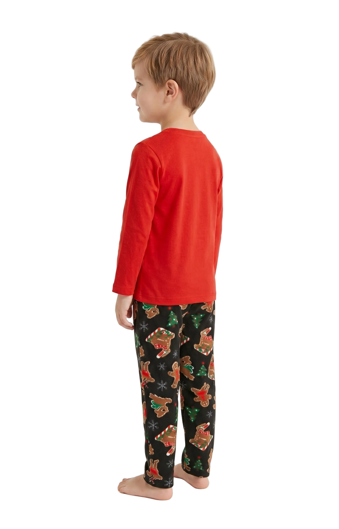 Rudolph the Red-Nosed Reindeer Boys 2-Piece Christmas Pajama Set, Long Sleeve Reindeer Sleigh Graphic Top and Fleece Pants, Gray/Red