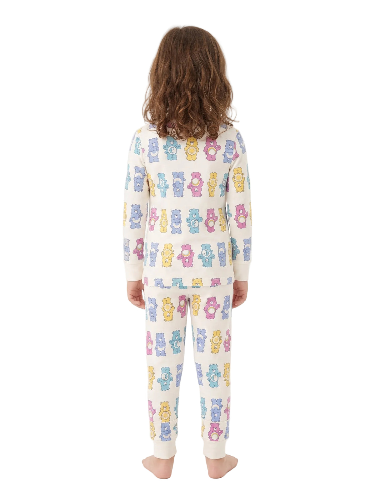 Care Bears Kids Two-Piece Long Sleeve Pajama Set with Pastel Bear Print, Fitted Top and Banded Cuff Pants, Sizes 12M to 4T.