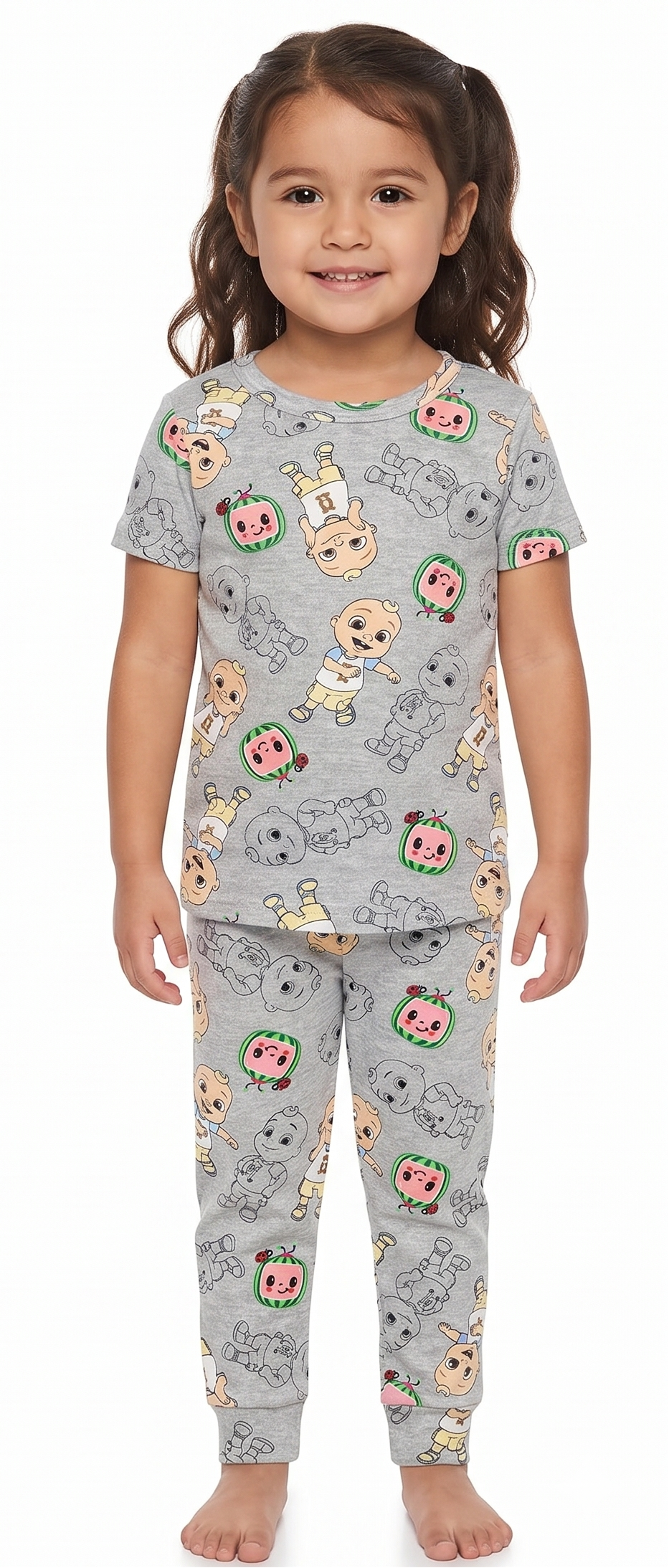 CoComelon Toddler Unisex 4-Piece Cotton Pajama Set, JJ and Friends Graphic Tees and Matching Pants, Snug Fit Sleepwear