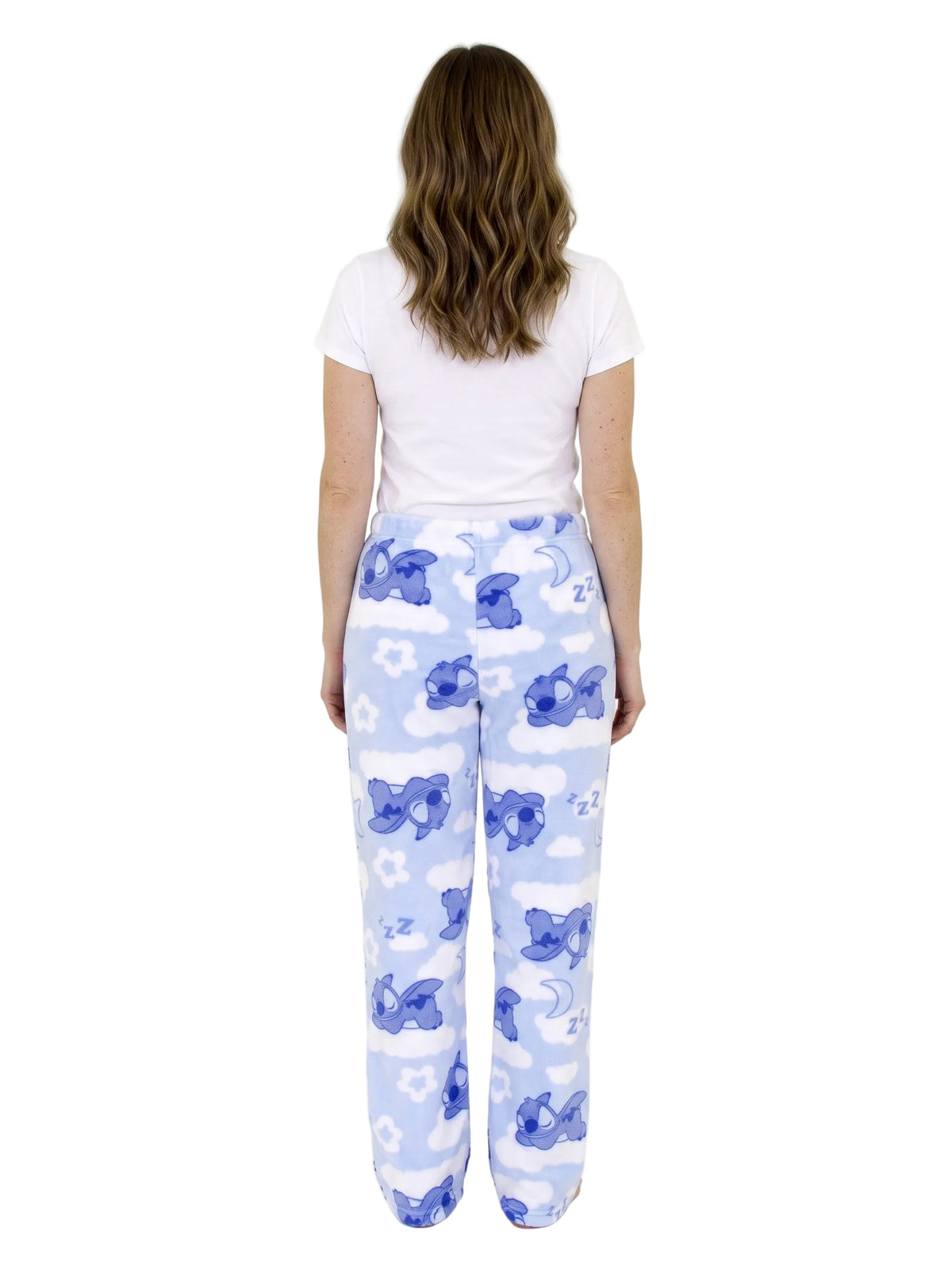 Disney Stitch Women's Plush Fleece Pajama Pants Sleeping Stitch Print Blue Drawstring Waist Lounge Sleep Pants Sizes S to XL