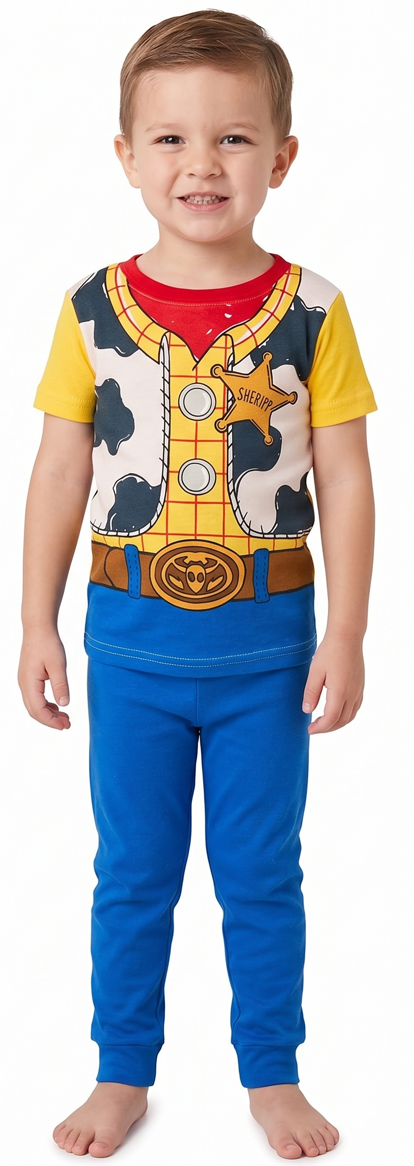 Disney Toy Story Boys 4-Piece Pajama Set – Buzz Lightyear and Woody Sleepwear Bundle with Short Sleeve Tops and Matching Pants