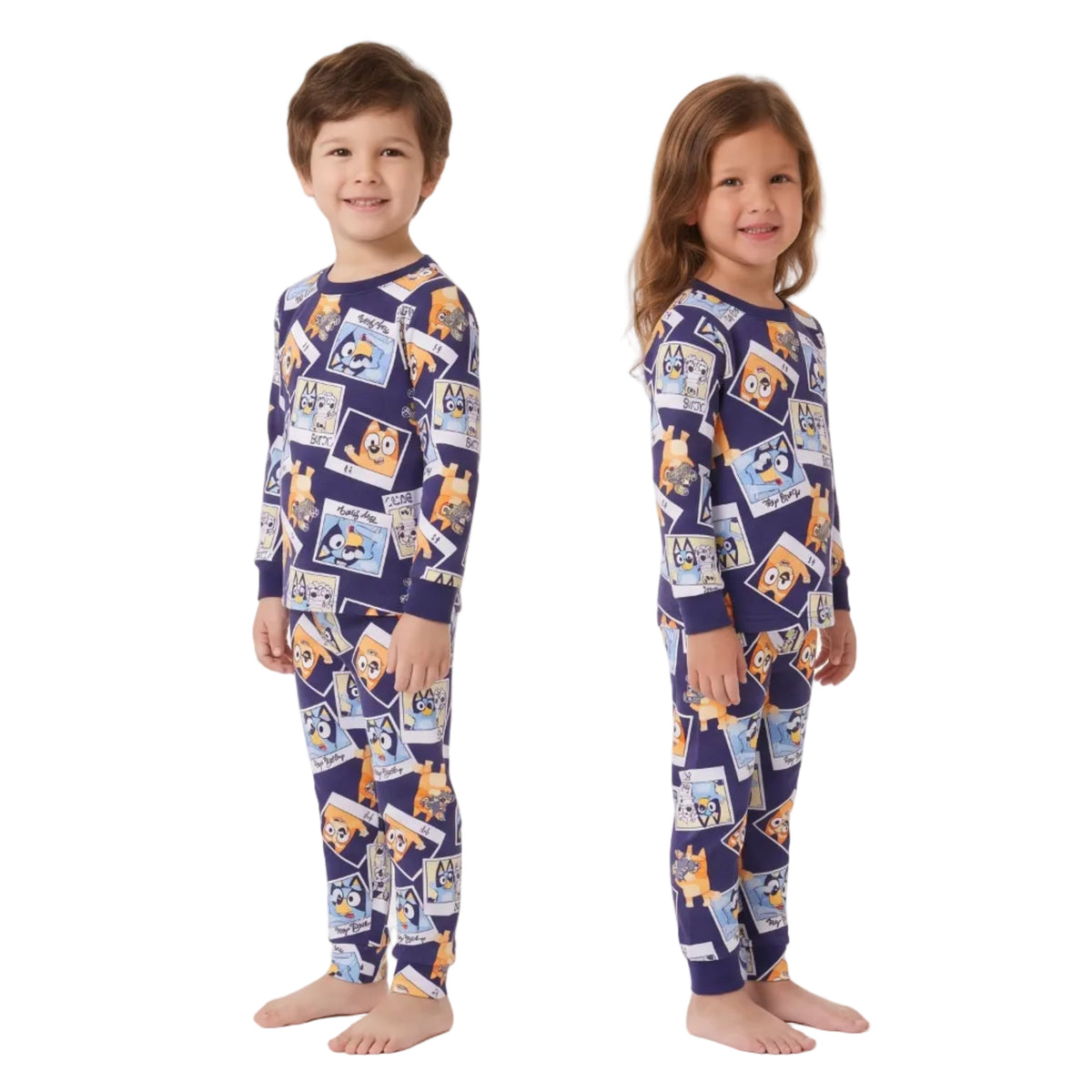 Bluey Unisex Toddler Pajama Set Long Sleeve Top and Jogger Pants Snapshot Print Unisex Sleepwear Sizes 12M to 4T