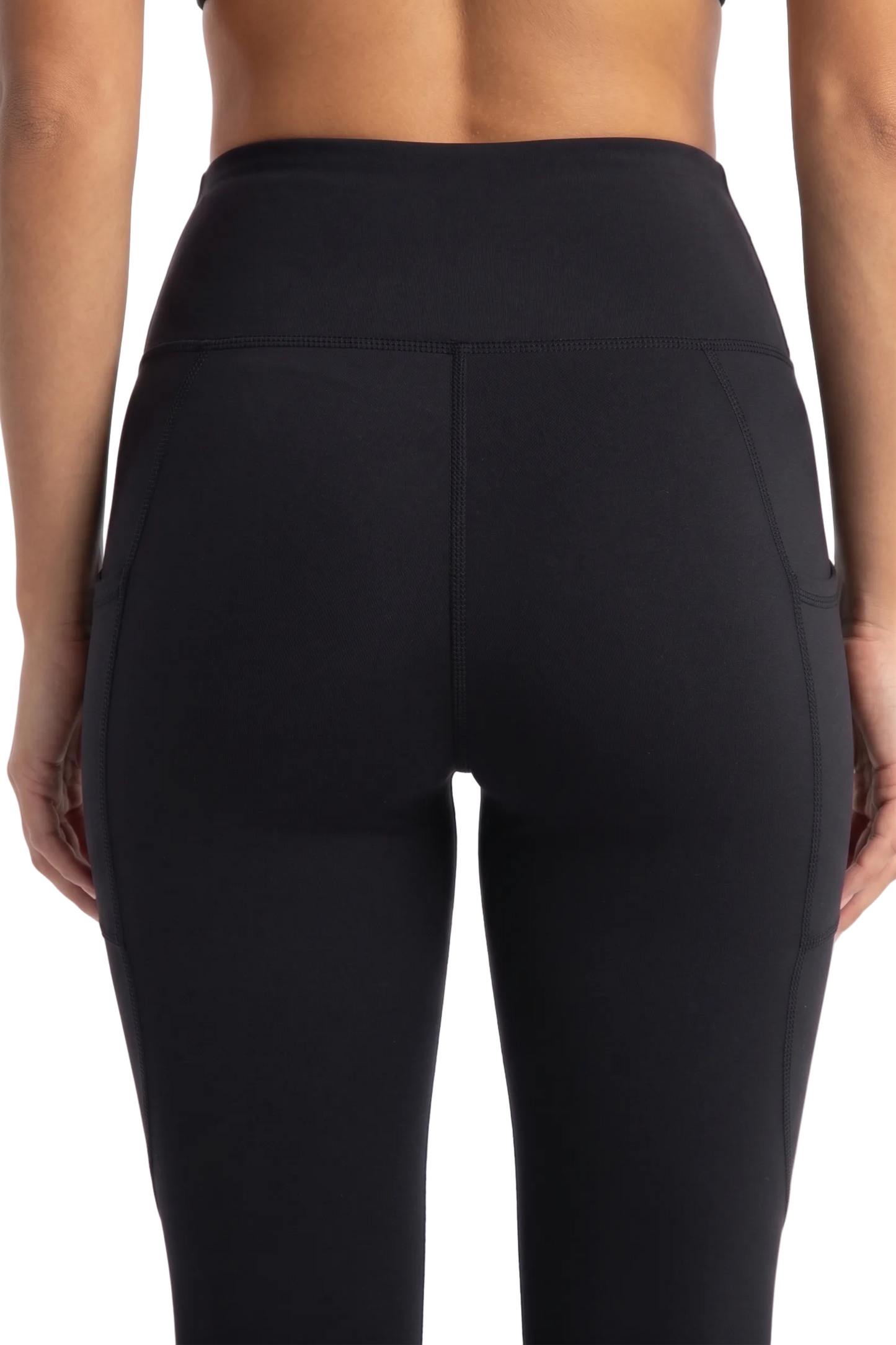 New York Laundry Women's High-Waisted Full Length Leggings with Side Pockets, Jet Black