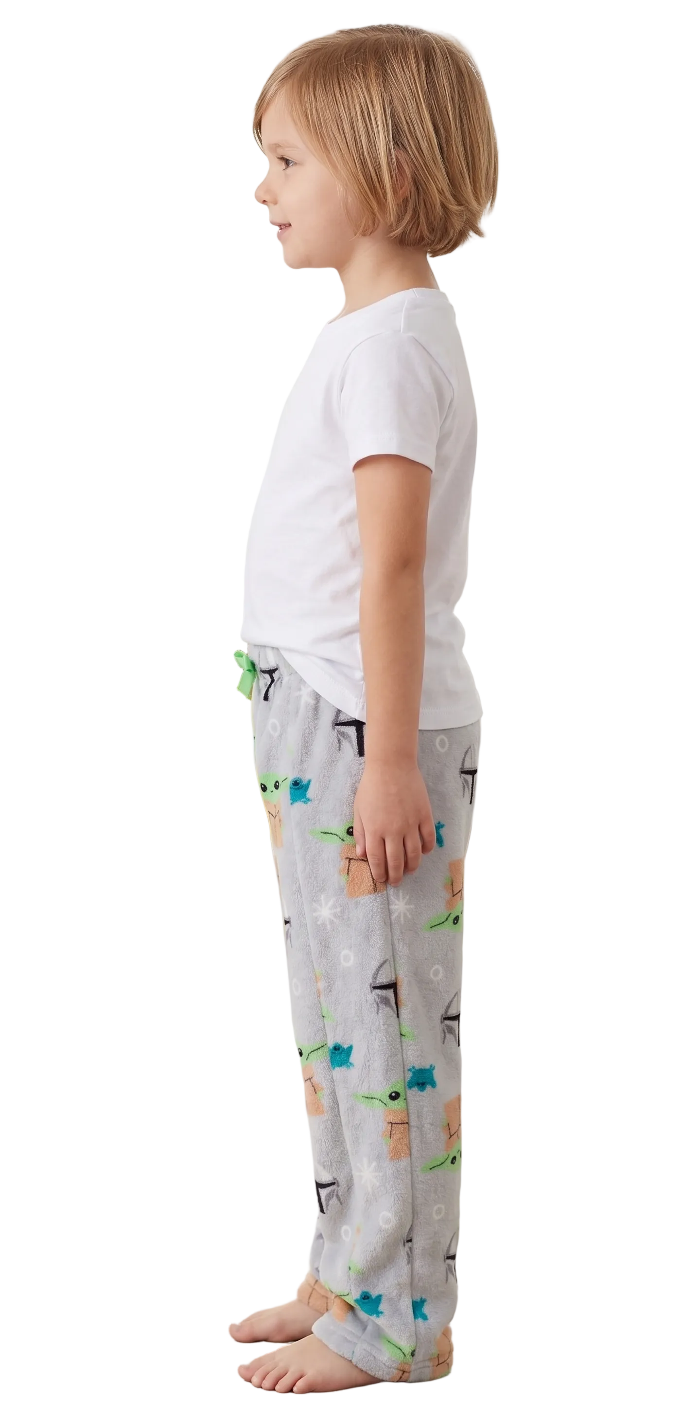 Star Wars The Mandalorian Boys Fleece Pajama Pants, Grogu and Mando Helmet All-Over Print Sleep Trousers, Heather Gray