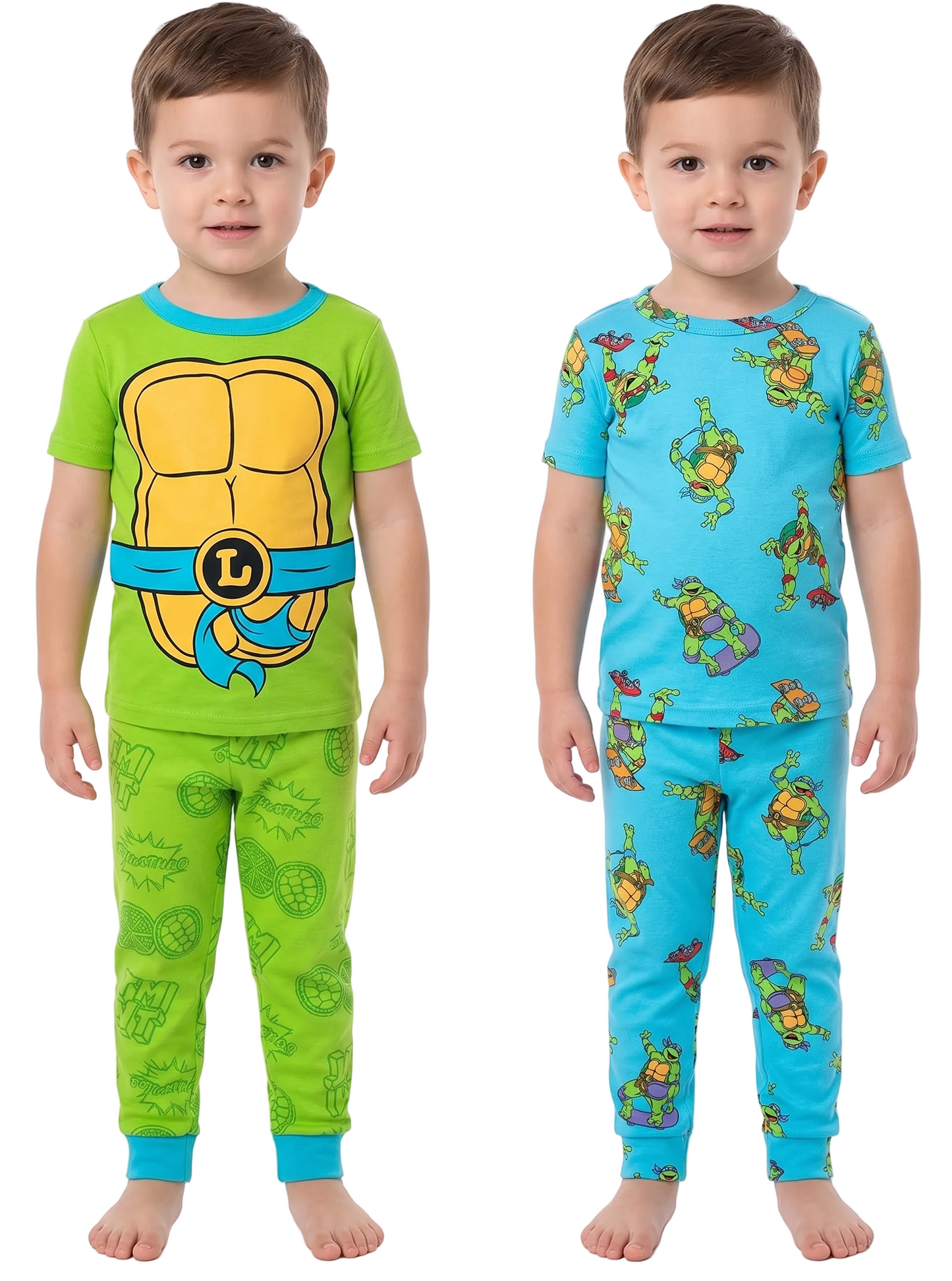 Teenage Mutant Ninja Turtles Boys 4-Piece Pajama Set – Sleepwear Bundle with Short Sleeve Tops and Matching Pants
