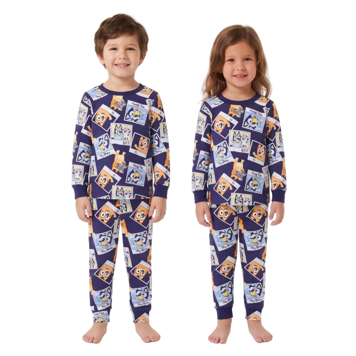 Bluey Unisex Toddler Pajama Set Long Sleeve Top and Jogger Pants Snapshot Print Unisex Sleepwear Sizes 12M to 4T