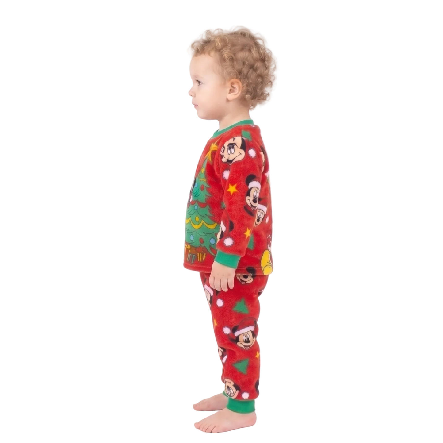 Disney Mickey Mouse Unisex 2-Piece Fleece Pajama Set, Long Sleeve "Dear Santa" Mickey and Christmas Tree Graphic Top and Pants