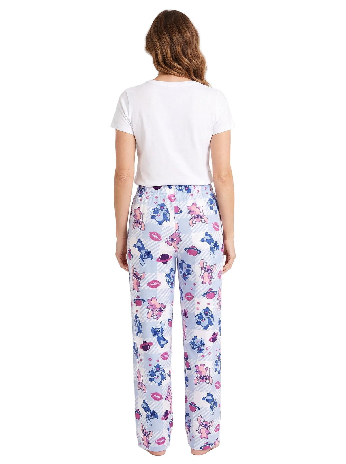 Disney Lilo & Stitch Women's Pajama Pants Stitch and Angel Blue Plaid Print Soft Drawstring Lounge Sleep Pants Sizes S to XL