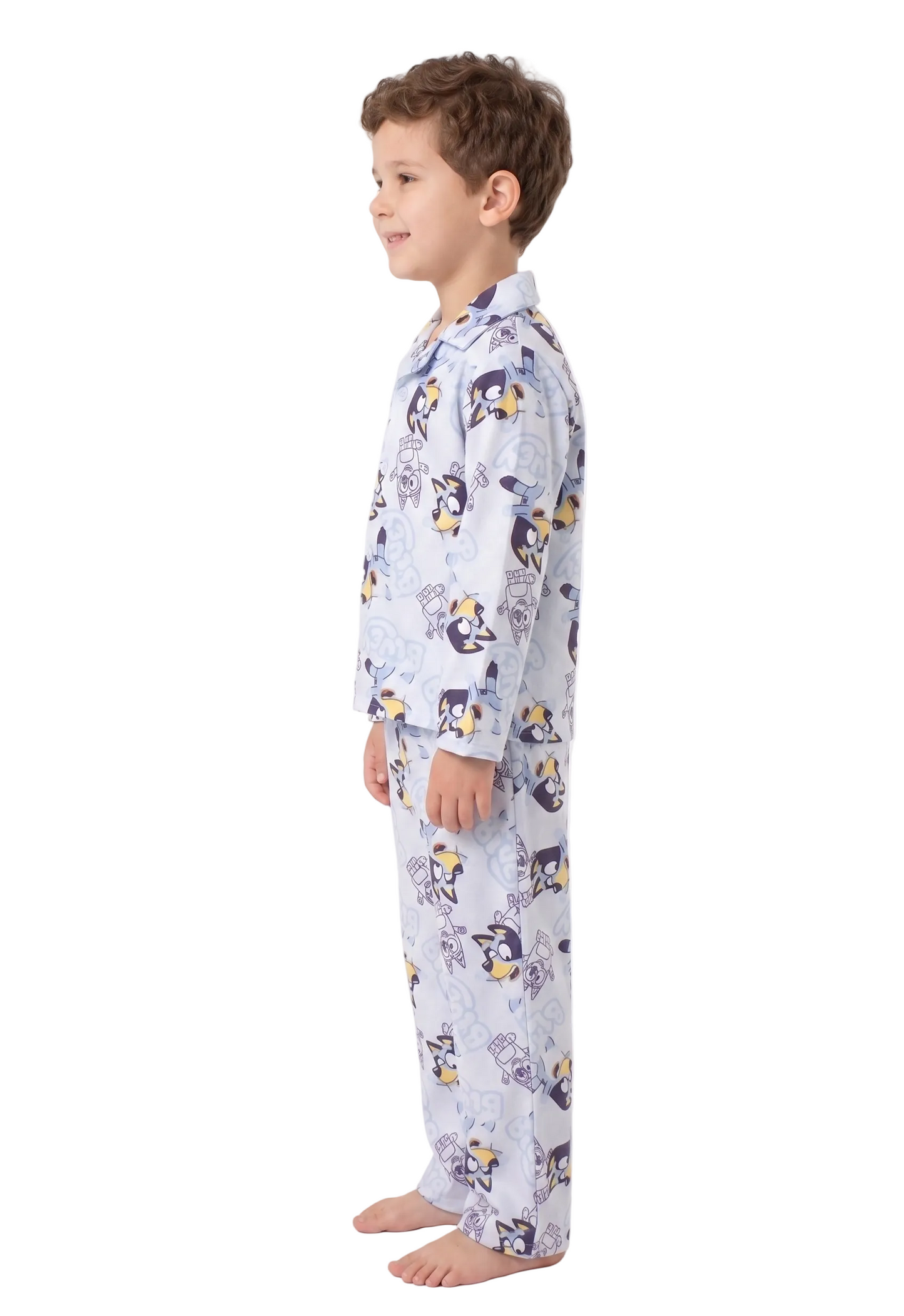 Bluey Toddler Boys Button-Up 2-Piece Pajama Set – Long Sleeve Shirt and Pants Sleepwear