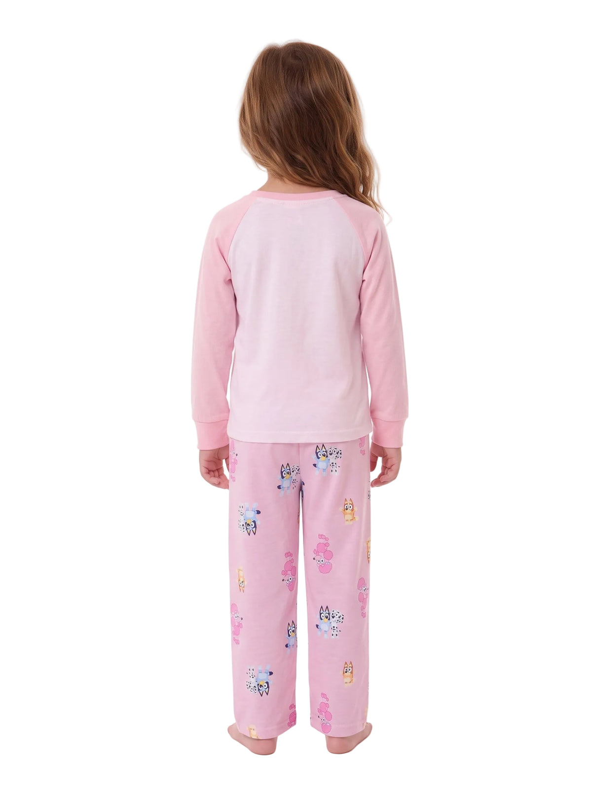 Bluey Toddler Girls Pink 2-Piece Pajama Set Long Sleeve Raglan Top and Pull-On Pants with Character Print Sleepwear Size 2T-4T