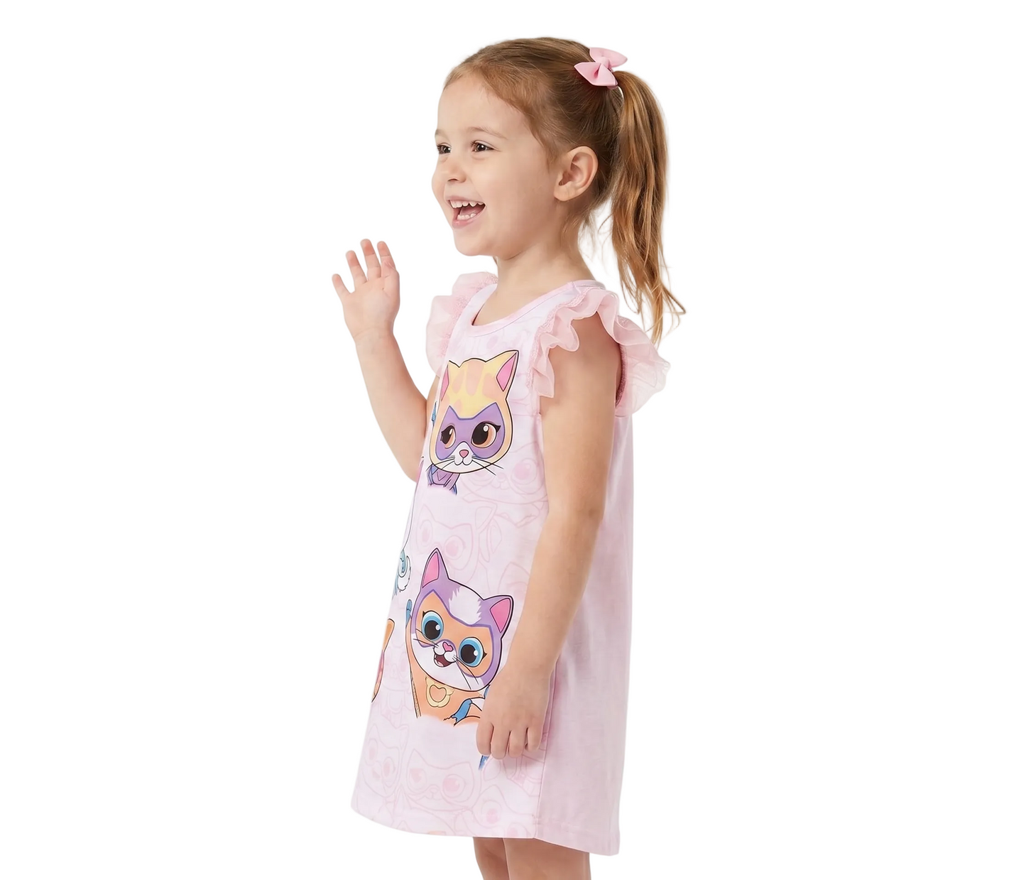Super Kitties Girls Flutter Sleeve Nightgown, Ginny Buddy Bitsy and Sparks Sleep Dress, Pink,