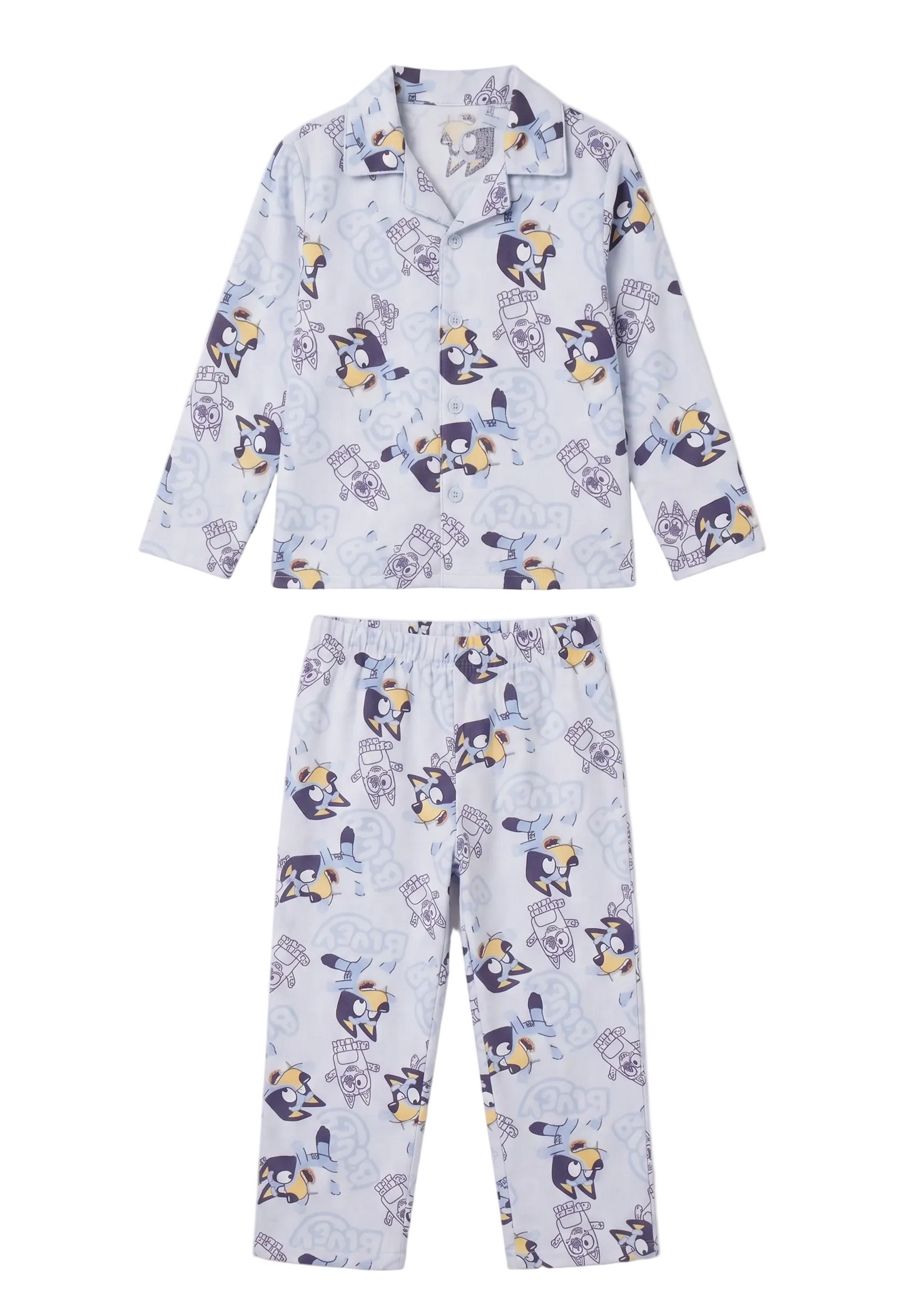 Bluey Toddler Boys Button-Up 2-Piece Pajama Set – Long Sleeve Shirt and Pants Sleepwear
