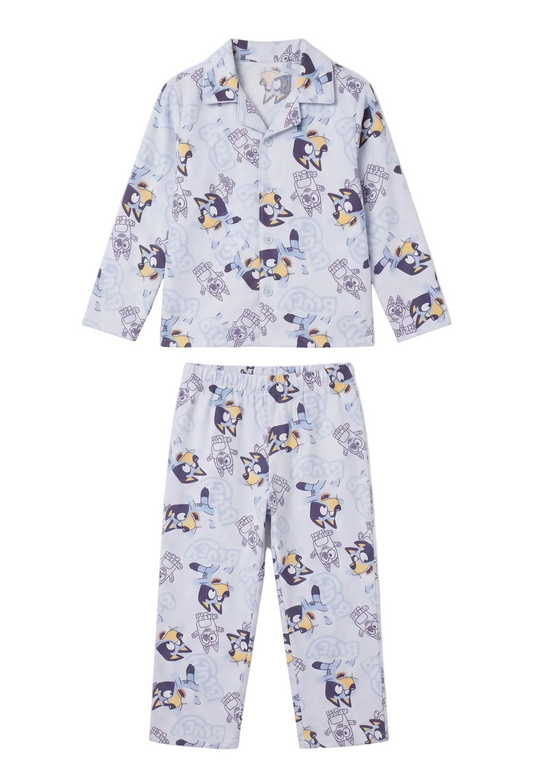 Bluey Toddler Boys Button-Up 2-Piece Pajama Set – Long Sleeve Shirt and Pants Sleepwear