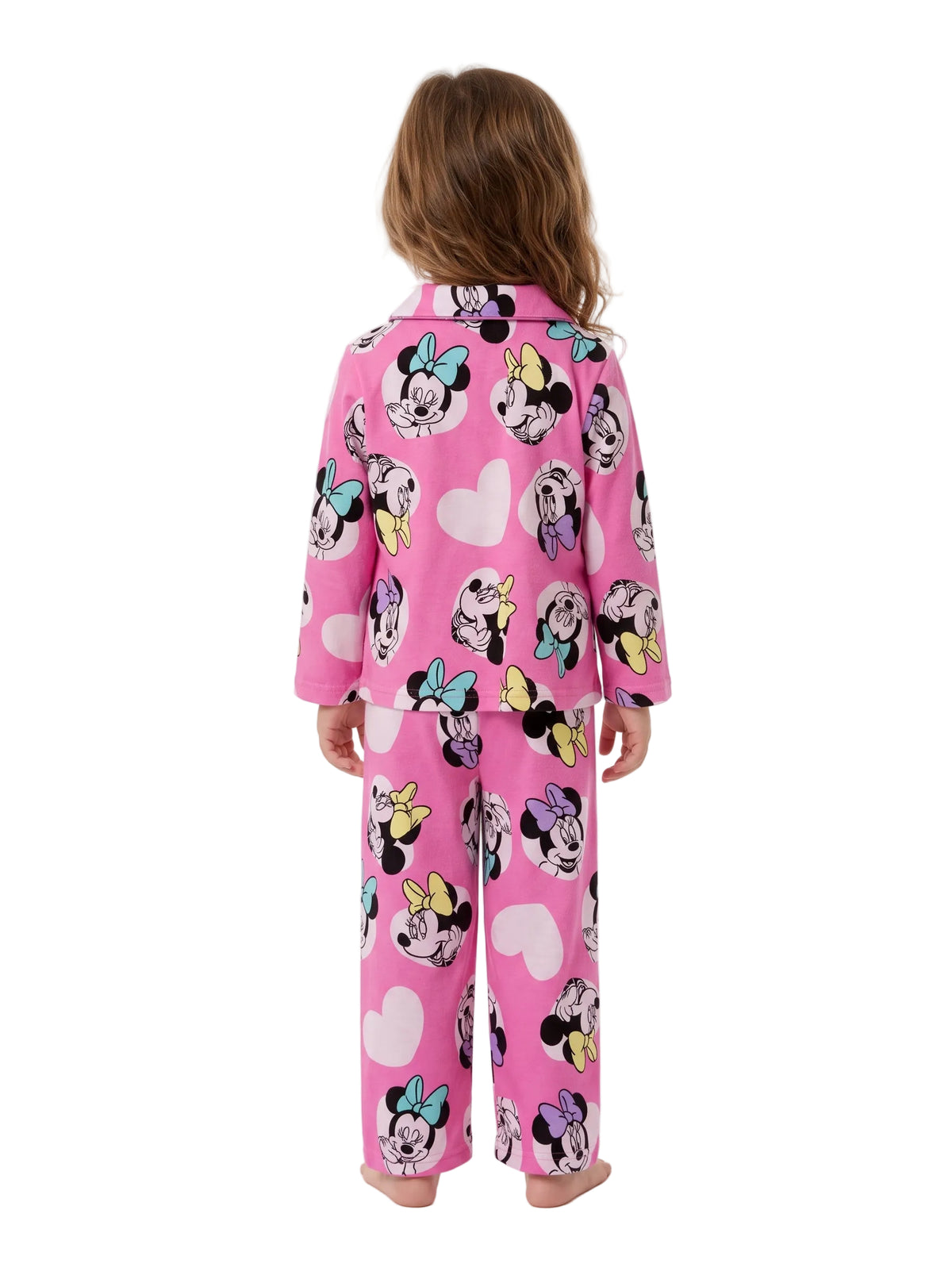 Disney Minnie Mouse Toddler Girls 2-Piece Pajama Set – Long Sleeve Button Front Top and Matching Pants Sleepwear
