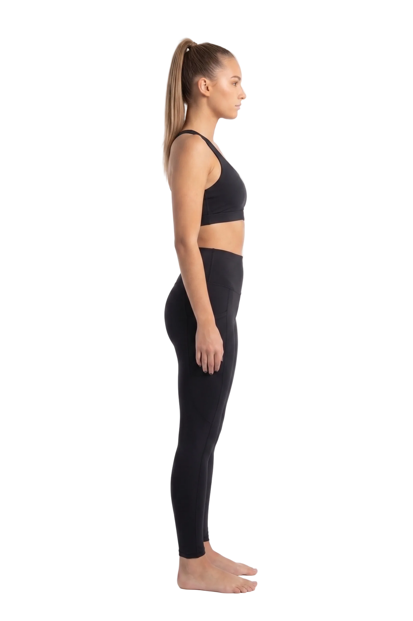 New York Laundry Women's High-Waisted Full Length Leggings with Side Pockets, Jet Black