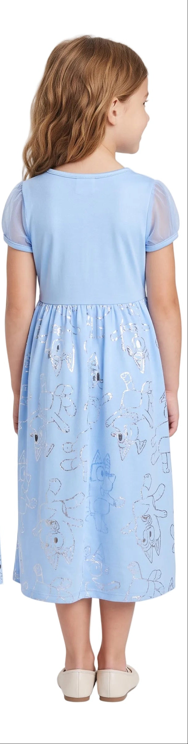 Bluey Girls' Short Sleeve Nightgown with Bluey and Bingo Graphic and Tulle Skirt, Light Blue, Toddler Sizes 3T 4T 5T