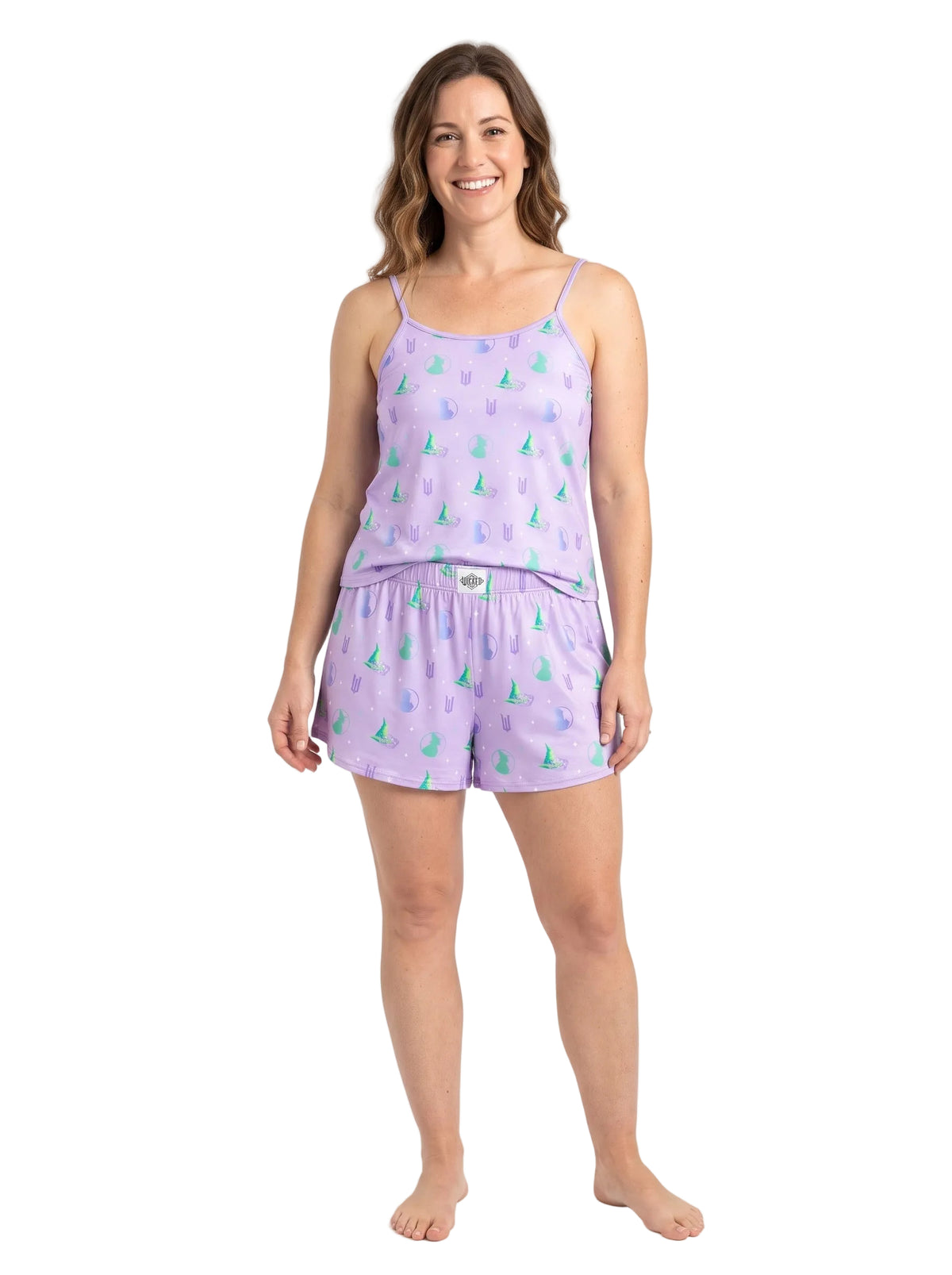 Wicked Women's Pajama Set Camisole Tank and Shorts Lavender Witch Hat Print Lounge Sleepwear Sizes S to XL