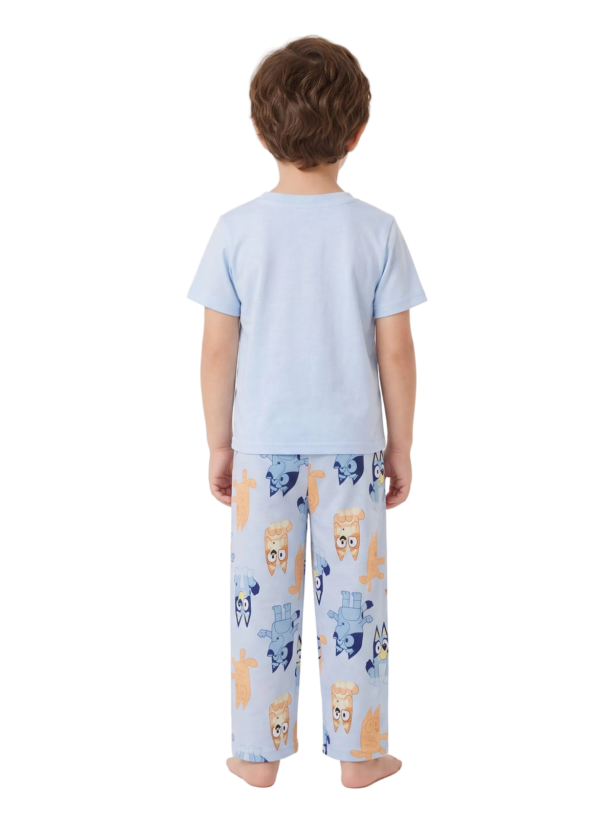 Bluey Toddler 2-Piece Pajama Set with Short Sleeve Tee and Pull-On Pants in Light Blue with Bluey and Bingo Print, Sizes 2T-4T
