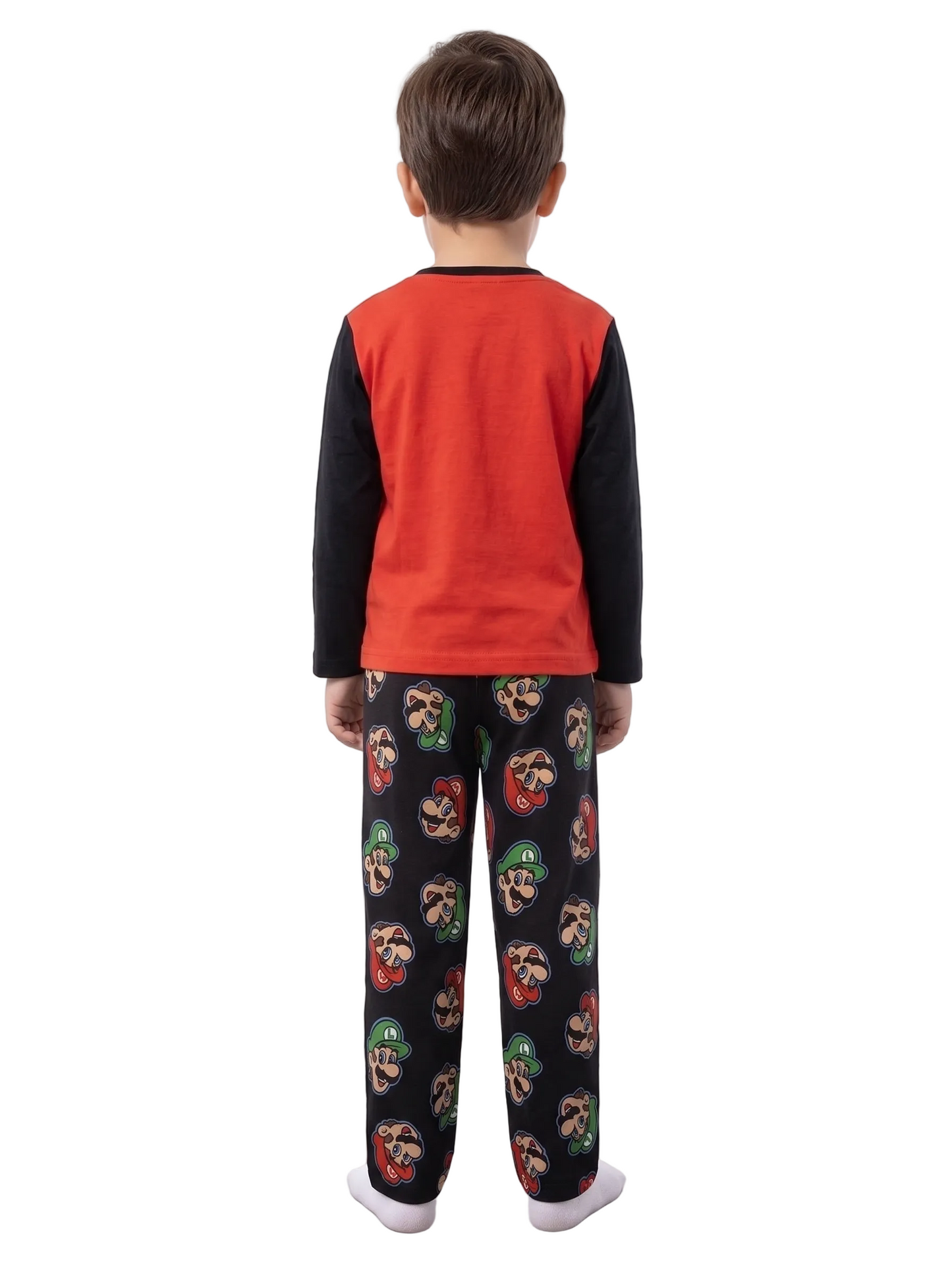 Super Mario Bros Boys 2-Piece Pajama Set – Long Sleeve Top and Pants Sleepwear, Kids Set