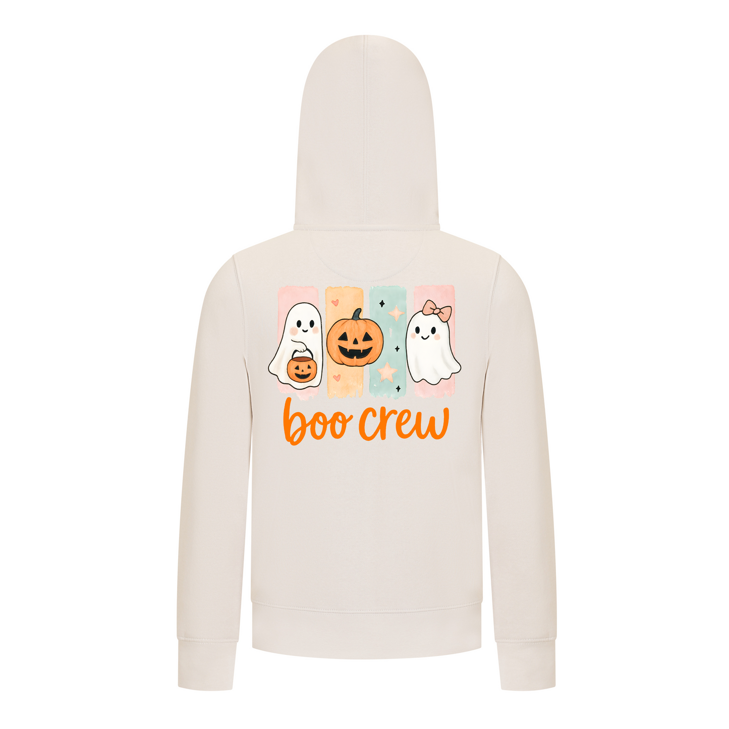 Everyday Kids “Boo Crew” Halloween Zip Up Hoodie – Cute Ghosts and Pumpkins – Cozy Fall Sweatshirt for Girls, Off-White