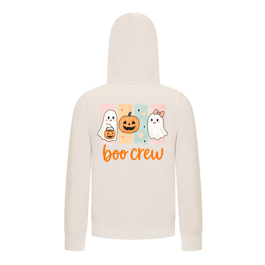 Everyday Kids “Boo Crew” Halloween Zip Up Hoodie – Cute Ghosts and Pumpkins – Cozy Fall Sweatshirt for Girls, Off-White