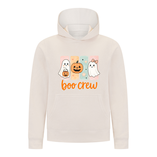 Everyday Kids “Boo Crew” Halloween Pullover Hoodie – Cute Ghosts and Pumpkins – Cozy Fall Sweatshirt for Girls, Off-White