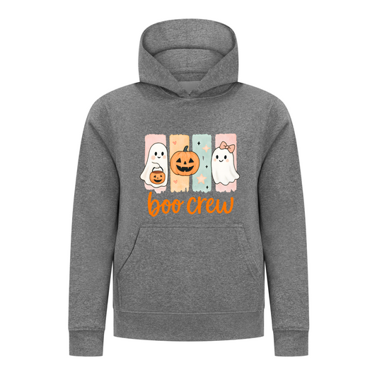 Everyday Kids “Boo Crew” Halloween Pullover Hoodie – Cute Ghosts and Pumpkins – Cozy Fall Sweatshirt for Girls, Charcoal Gray
