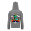 Everyday Kids “Trick RAWR Treat” Dinosaur Halloween Hoodie – Cute T-Rex Truck Graphic with Pumpkins & Candy – Fun Fall Pullover Sweatshirt for Boys, Charcoal Gray