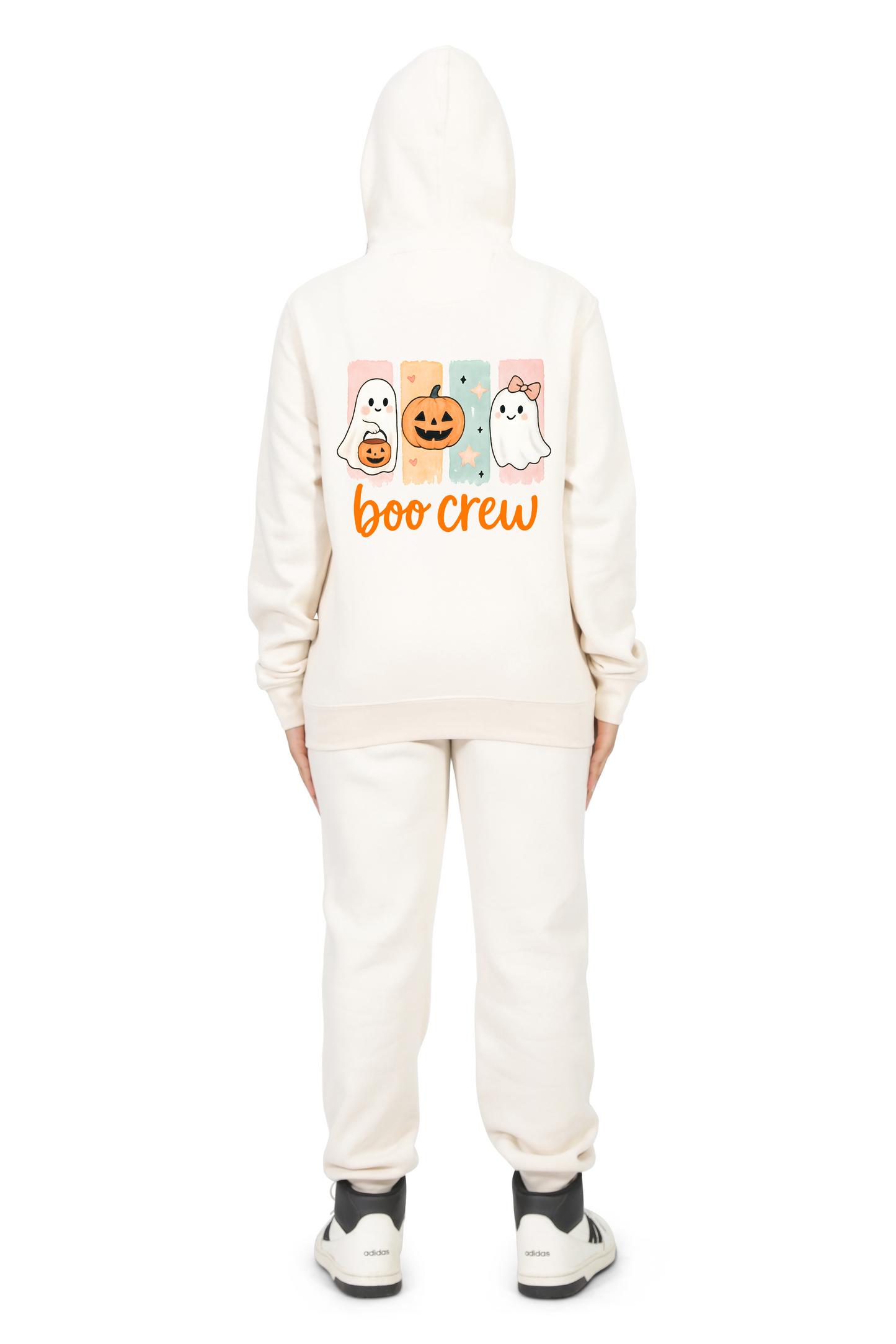 Everyday Kids “Boo Crew” Halloween Zip Up Hoodie – Cute Ghosts and Pumpkins – Cozy Fall Sweatshirt for Girls, Off-White