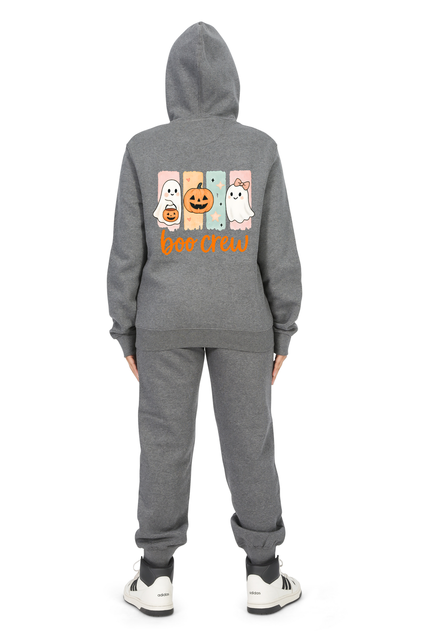 Everyday Kids “Boo Crew” Halloween Zip Up Hoodie – Cute Ghosts and Pumpkins – Cozy Fall Sweatshirt for Girls, Charcoal Gray