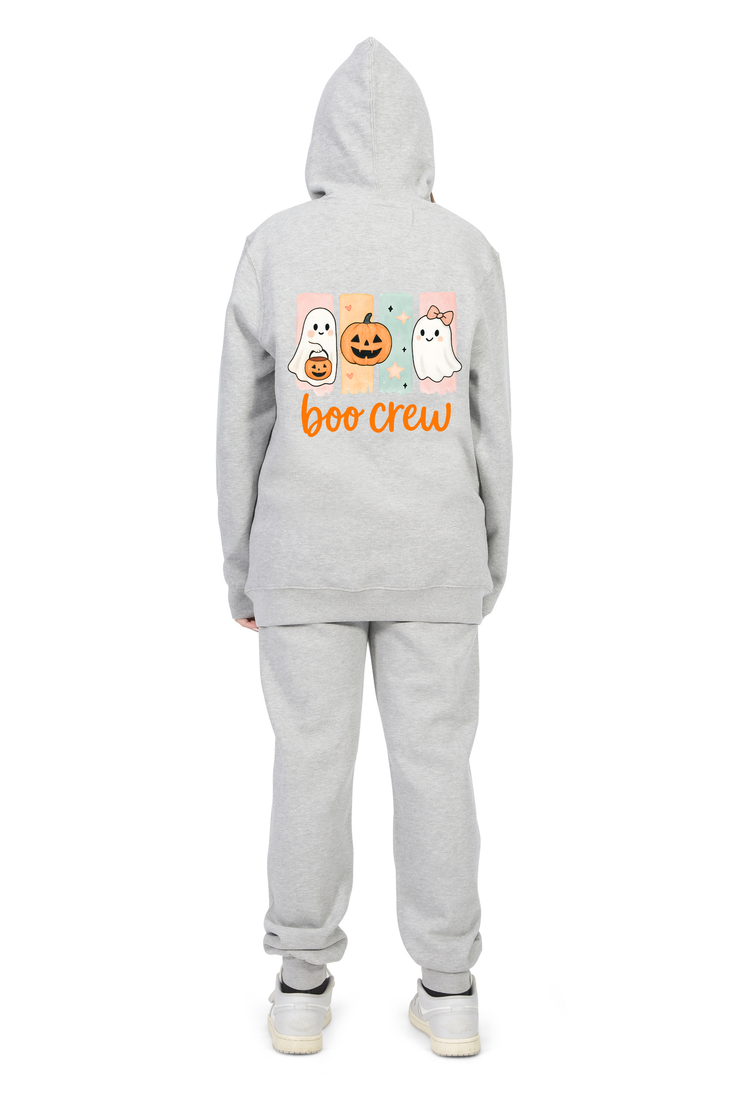 Everyday Kids “Boo Crew” Halloween Zip Up Hoodie – Cute Ghosts and Pumpkins – Cozy Fall Sweatshirt for Girls, Heather Gray