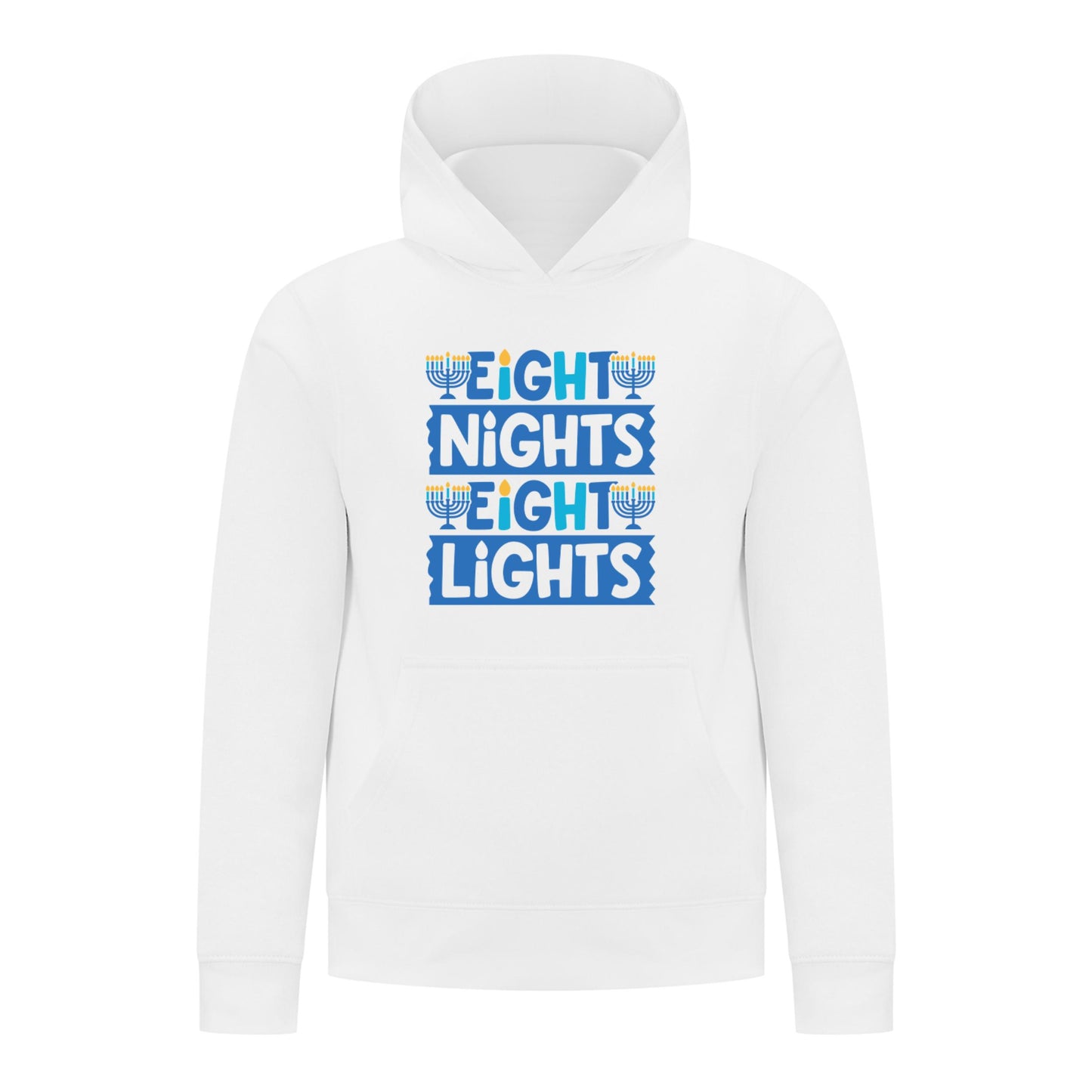 Everyday Kids Hanukkah Collection “Eight Nights Eight Lights” Pullover Hoodie – Holiday Sweatshirt