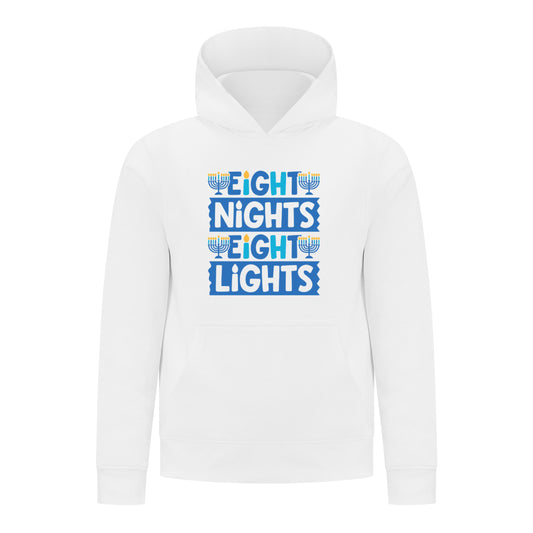 Everyday Kids Hanukkah Collection “Eight Nights Eight Lights” Pullover Hoodie – Holiday Sweatshirt