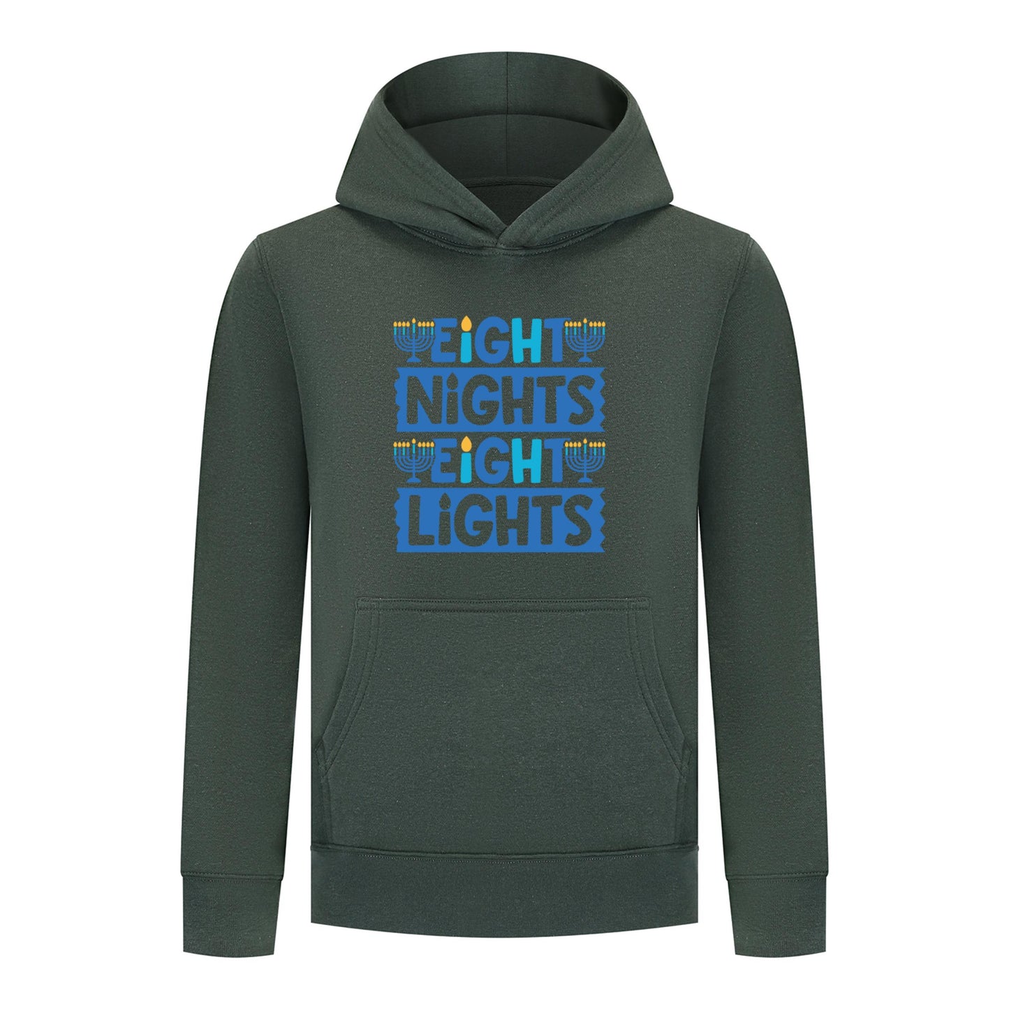 Everyday Kids Hanukkah Collection “Eight Nights Eight Lights” Pullover Hoodie – Holiday Sweatshirt