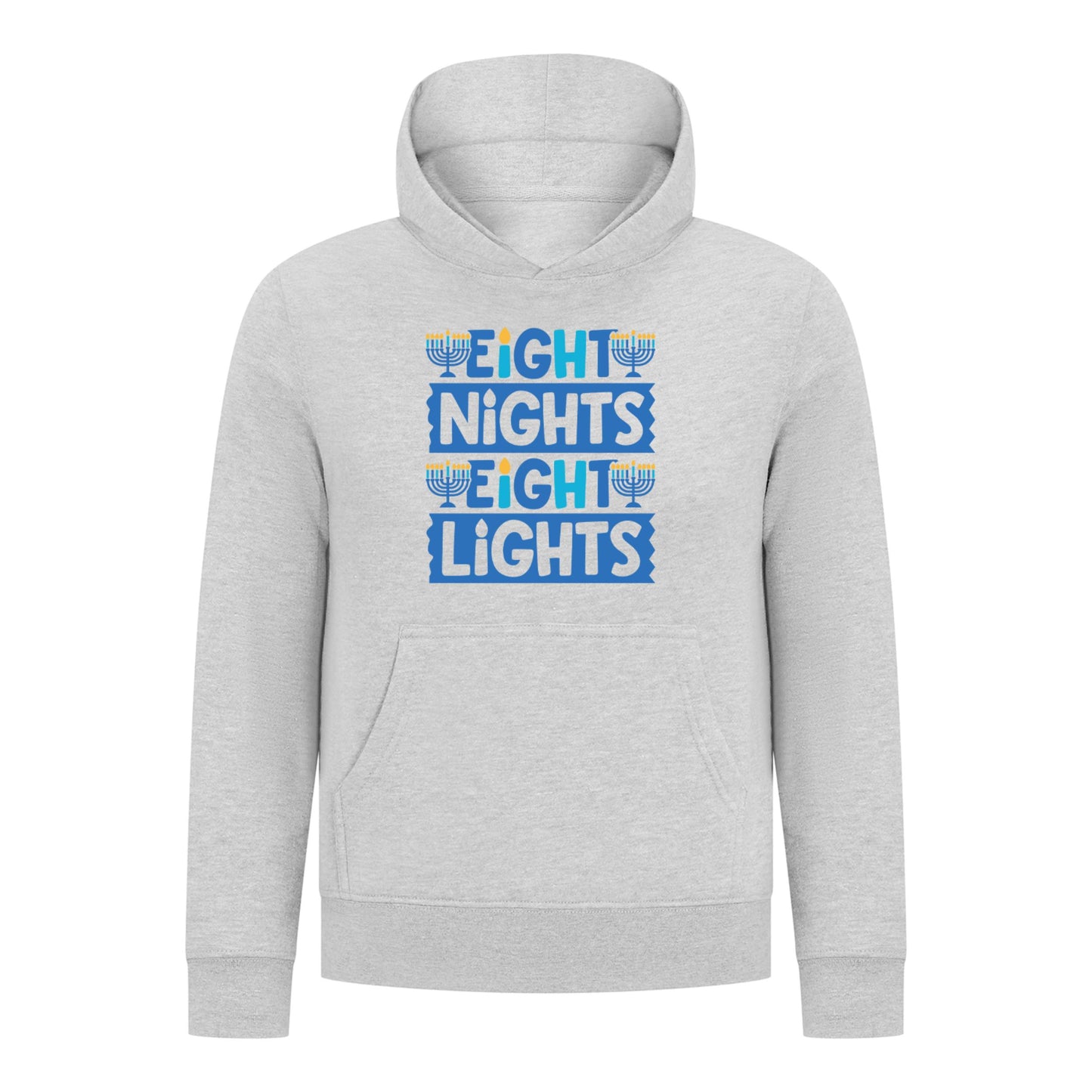 Everyday Kids Hanukkah Collection “Eight Nights Eight Lights” Pullover Hoodie – Holiday Sweatshirt