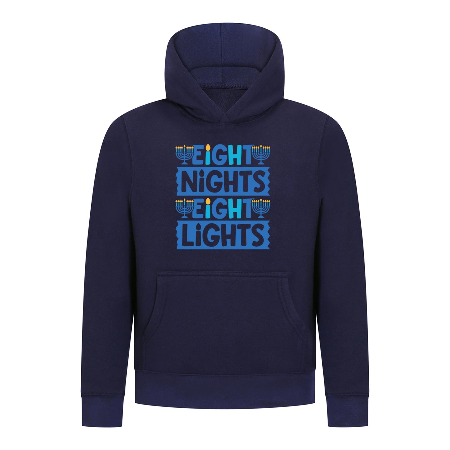 Everyday Kids Hanukkah Collection “Eight Nights Eight Lights” Pullover Hoodie – Holiday Sweatshirt
