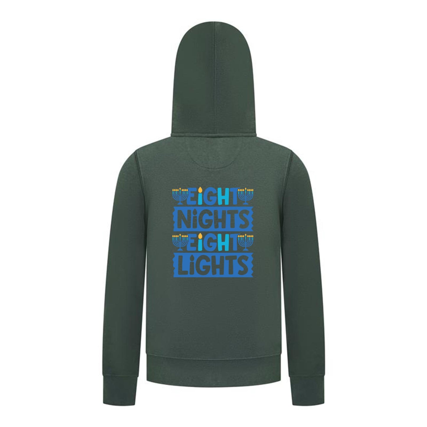 Everyday Kids Hanukkah Collection “Eight Nights Eight Lights” Zip Up Hoodie – Holiday Sweatshirt