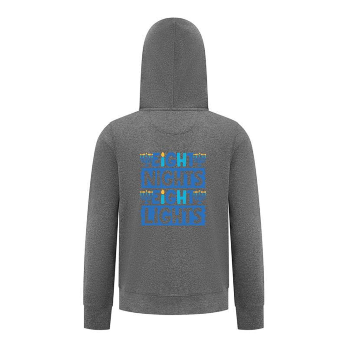 Everyday Kids Hanukkah Collection “Eight Nights Eight Lights” Zip Up Hoodie – Holiday Sweatshirt